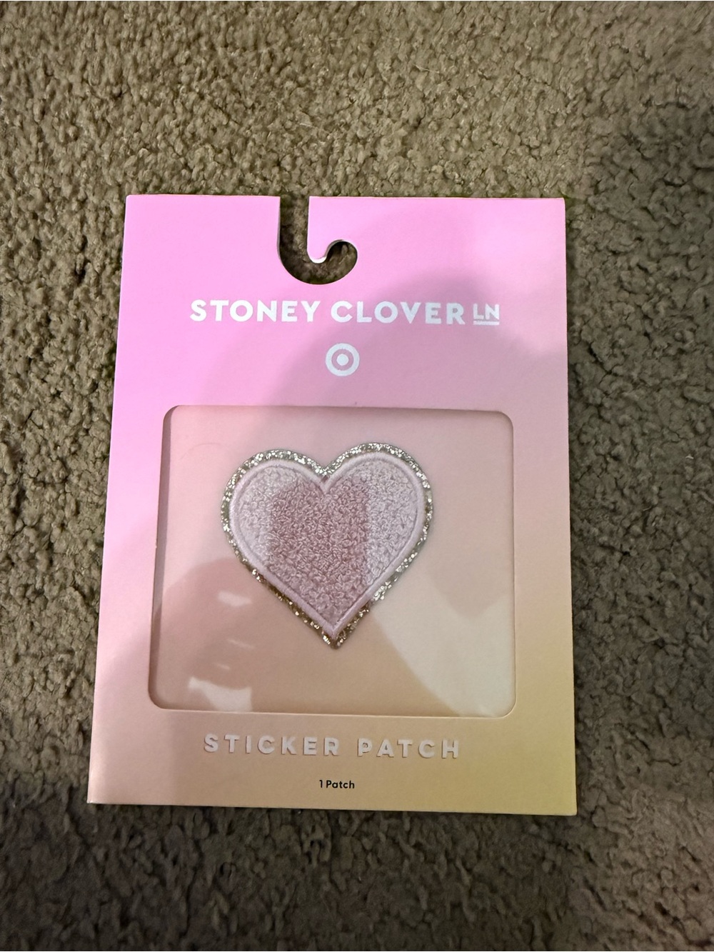 Target Stoney Clover Lane Pink Heart Brooch Patch with Silver Trim